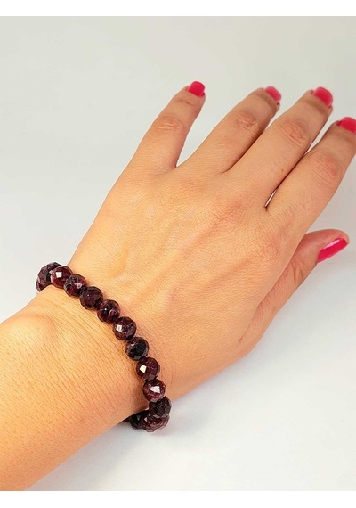 Lal Granat Garnet Taşı Faset Kesim 8mm Unisex Bileklik 42515 Çok Renkli