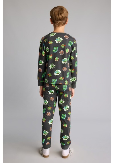 Defacto %100 Pamuk Ninja Turtles Baskılı 2li Pijama Takımı Erkek Çocuk I3396a826wnar221 Antrasit-ar221