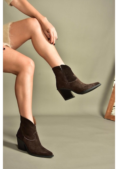 Fox Shoes V654081902 Kahverengi Hakiki Deri Süet Kalın Topuklu Western Kovboy Kadın Bot Kahverengi Fox Shoes V654081902 Kahverengi Hakiki Deri Süet Kalın Topuklu Western Kovboy Kadın Bot Kahverengi