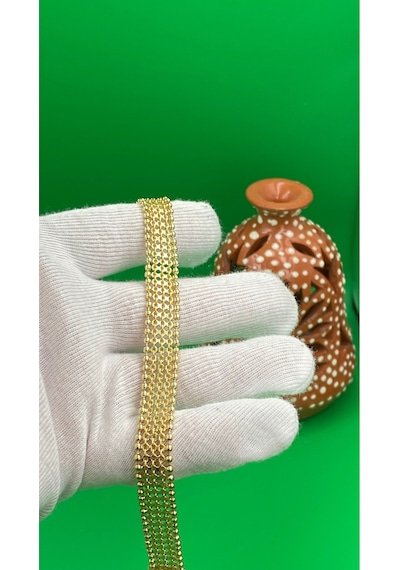 Xuping 14 Ayar Altın Kaplama Örgü Çelik Bileklik Gold