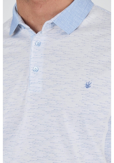 Kısa Kol Baskılı Pike Polo Yaka Cepsiz Slim Fit Tişört 1011250167 Koyu Mavi