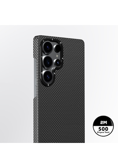 Galaxy S25 Ultra Kılıf Magsafe Uyumlu Aramid Fiber Youngkit 1500d Kevlar Extreme Wing Kapak Siyah