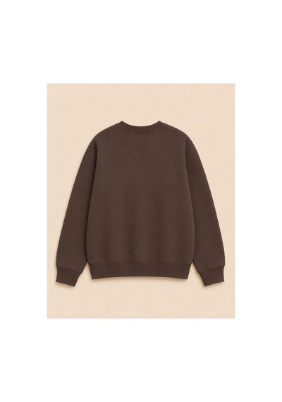 Herkesemoda Çiçek Baskılı 2 İplik Şardonlu Bisiklet Yaka Sweatshirt Kahverengi