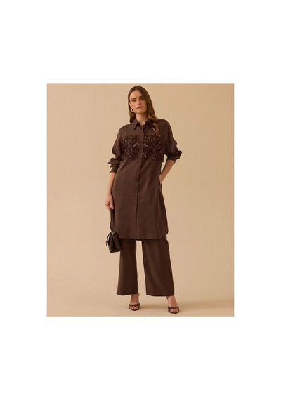 Seçil Pul Detaylı Uzun Tunik Ve Pile Detaylı Tam Geniş Boy Paça Pantolon Kahverengi - 932557076 Kahverengi Seçil Pul Detaylı Uzun Tunik Ve Pile Detaylı Tam Geniş Boy Paça Pantolon Kahverengi - 932557076 Kahverengi