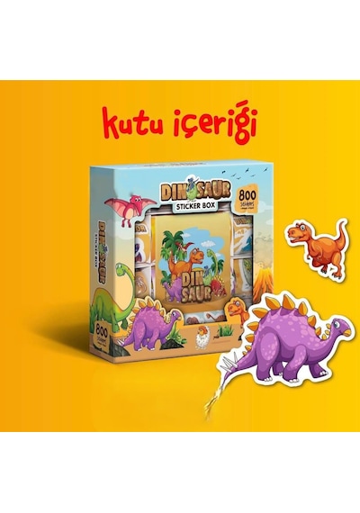 Dinosaur Sticker Box 800 Parça Eğitici Dinozor Temalı Çıkartma, Not Defteri Ve Origami Seti