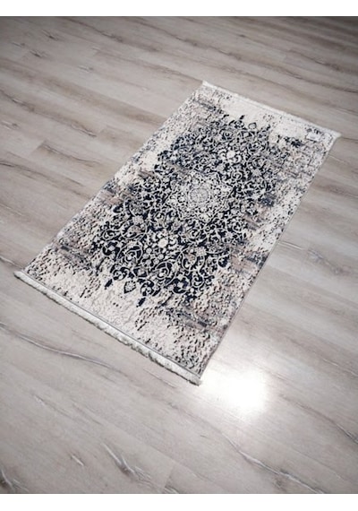 Yamalıhome Bambu Halı 1023Kremlacivert 80X140 Cm Pratik Halı Yamalıhome Bambu Halı 1023Kremlacivert 80X140 Cm Pratik Halı