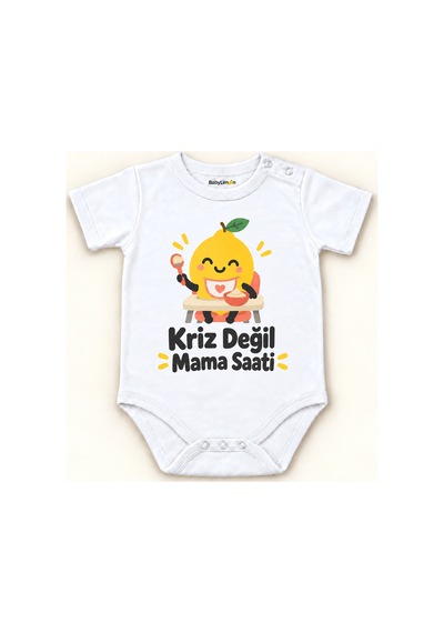 Babylimon Kriz Değil Mama Saati Beyaz Kısa Kollu Çıtçıtlı Bebek Zıbını Beyaz - Kriz Değil Mama Saati - 928161924 Beyaz - Kriz Değil Mama Saati