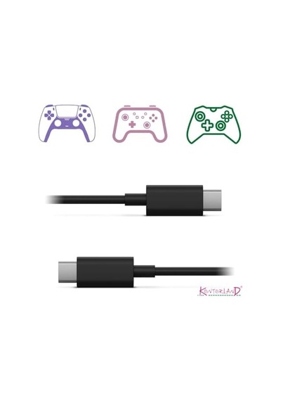 Gaming Type-c To Type-c Kablo - Siyah 1.5 Metre Xbox, Ps5 Gamepad Ve Akıllı Telefonlar İçin Hızlı Şarj Kablosu