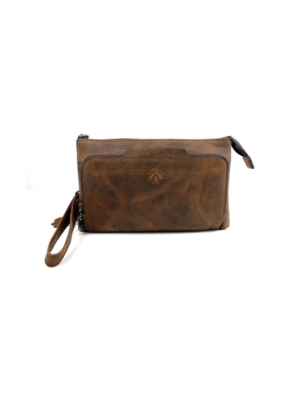 Alphaclub Bag Erkek Hakiki Deri Kahverengi Çok Bölmeli Fermuarlı El Ve Portföy Çantası