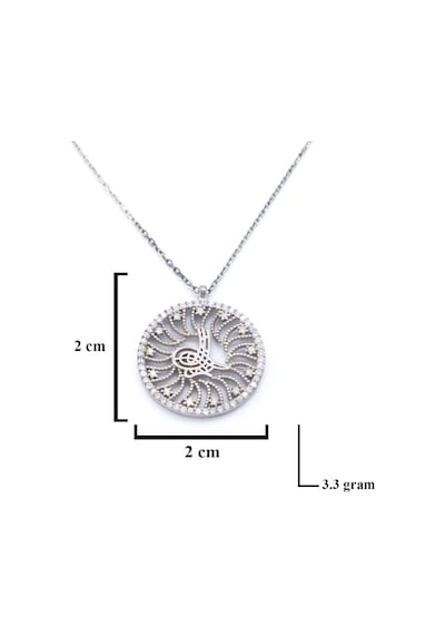 Ferizz Zirkon Taşlı Tuğralı Gümüş Kolye Gk-285
