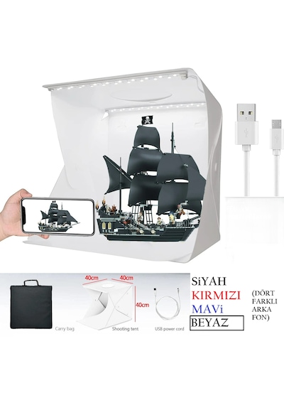 Hpytech Katlanabilir Fotoğraf Kutusu,ışıklı Ürün Çekim Çadırı