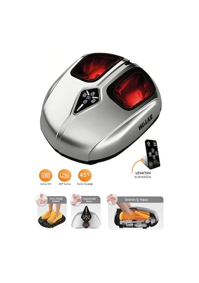 Walke Premium Uzaktan Kumandalı Isıtmalı Ayak Masaj Aleti A-02 Gri