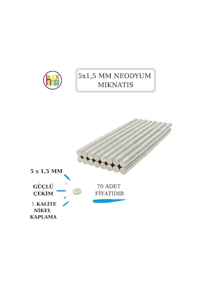 Neodyum Mıknatıs Nikel Kaplama 5Mm X1,5 Mm 70 Adet Fiyatıdır Neodyum Mıknatıs Nikel Kaplama 5Mm X1,5 Mm 70 Adet Fiyatıdır