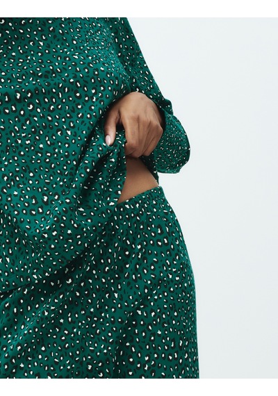 Marks & Spencer %100 Pamuklu Baskılı Pijama Takımı T37004621F Yeşil