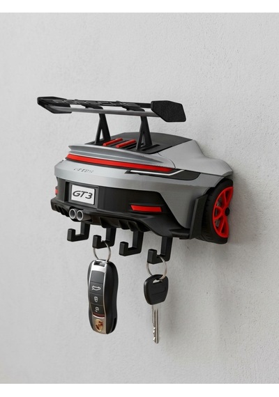 Gt3 Rs Tasarımlı Duvar Anahtarlığı - Spor Araba Modeli 5 Askılı Dekoratif Anahtar Standı