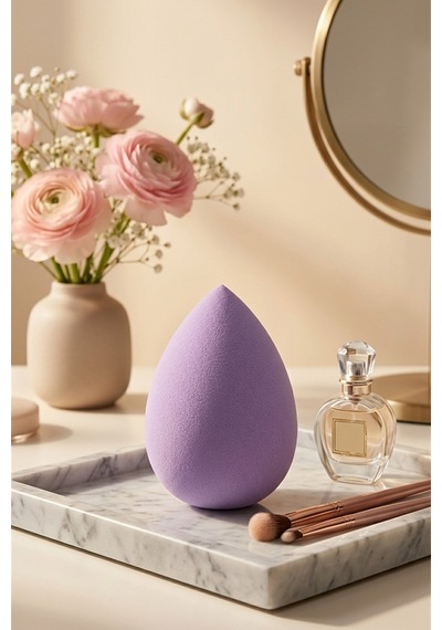 Makyaj Süngeri Mor Beauty Blender Fondöten Ve Kapatıcı Uygulama Süngeri, 6 Cm