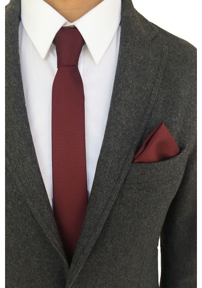 Bordo İnce Kravat Bordo
