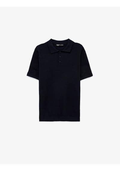 Koton Regular Fit Pamuklu Polo Yaka Kısa Kollu Triko Tişört Lacivert 6sam70039ht