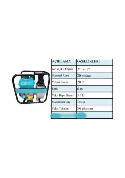 Algaride Akma 2 İnç Benzinli Su Motoru 7.5 Hp Yüksek Basınçlı Su Pompası 20 M³/saat Bahçe Tarım Sulama