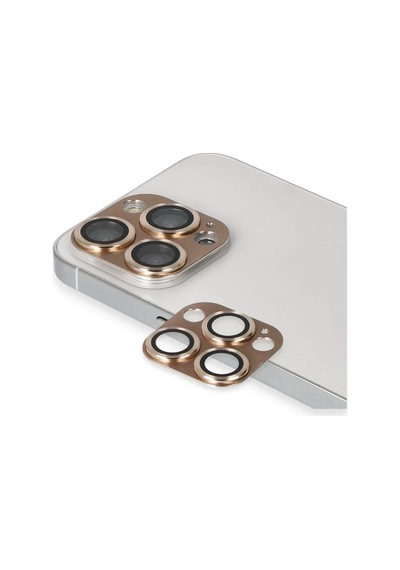 Apple İphone 13 Pro Max Uyumlu Pers Alüminyum Kamera Lens - Gold