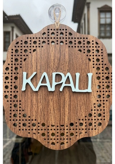 Hazeran Rattan Desenli Modern Açık/kapalı Tabelası - Ceviz