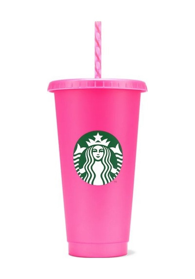 Starbucks Çok Kullanımlık Plastik Bardak, Pipetli 709 Ml 366264074 Pembe