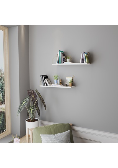 Duvar Rafı Kitaplık Mutfak Banyo Yaşam Alanı 20 X 70 Cm 2 Adet Beyaz Altın Kollu