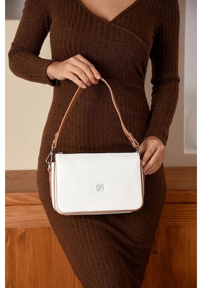 Just Polo Kadın Kabartma Baskılı El Ve Omuz Çantası Shoulder Bag Beyaz