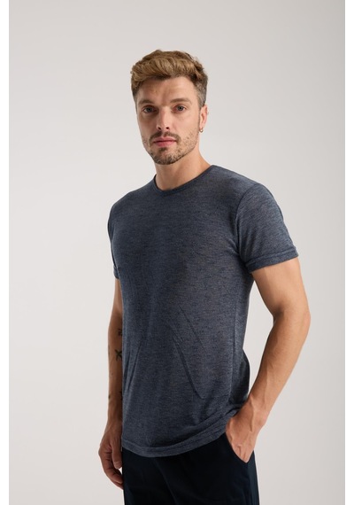 Akbeniz Erkek Lacivert Sıfır Yaka Kısa Kol Şortlu Pijama Takımı