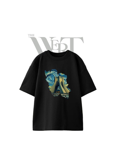 Thewert Azadi Kulesi Tasarım Baskılı Ünisex Siyah Oversize T-shirt