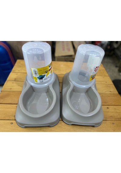 2 Adet Hazneli Kedi Köpek Mama Ve Su Kabı 1.5 Litre