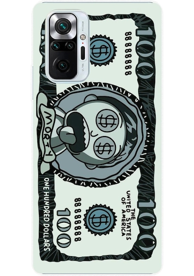 Redmi Note 10 Pro Uyumlu Morty Dolar Baskılı Silikon Kılıf Renkli