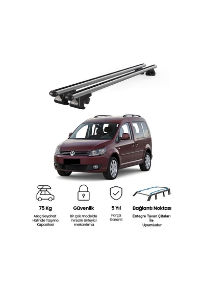 Venüs Volkswagen Caddy 2004-2015 Uyumlu Gri Ara Atkı Port Bagaj Tavan Barı