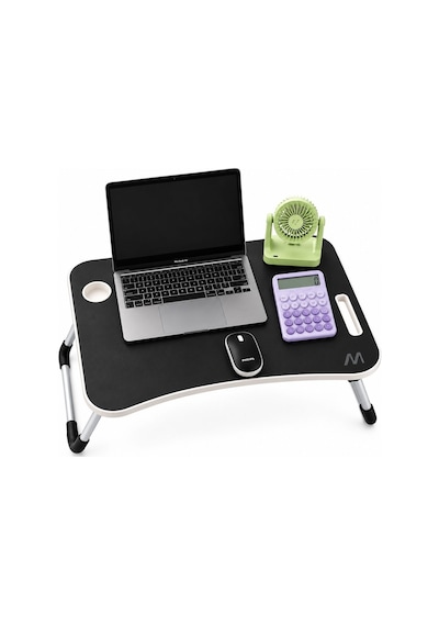 Muıtomas Katlanabilir Bardaklıklı Laptop Masası Siyah