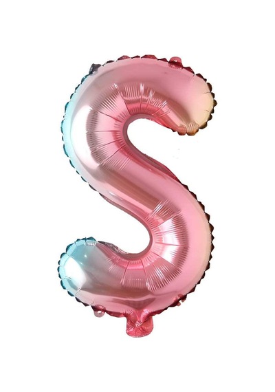 S Harf Gökkuşağı Folyo Balon16 İnç 36 cm