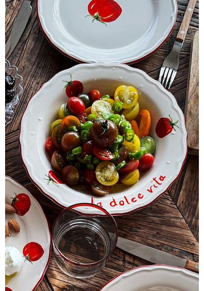 Rakle x Bengi Kurtcebe Pomodoro Stoneware 4'lü Yemek Tabağı Seti 23 cm