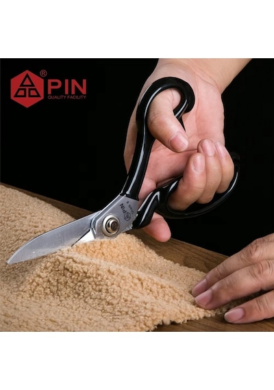Pin Profesyonel Shark Tipi Kumaş Makası - Deri, Kot, Keçe Kesimi İçin Kısa Uçlu Terzi Makası