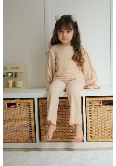 Miniko Kids Kız Çocuk Kol Modelli İkili Takım Bej Miniko Kids Kız Çocuk Kol Modelli İkili Takım Bej