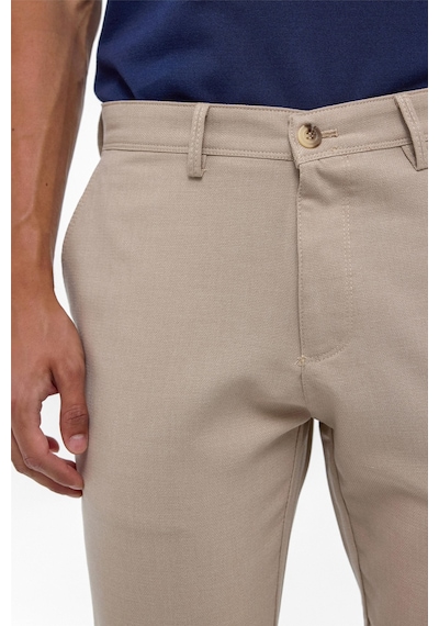 Süvari Bej Slim Fit Desenli Kumaş Pantolon-38291 Bej