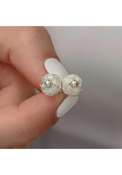 Gümüş Kazaziye Örgü Kadın Küpe 14 MM Gümüş