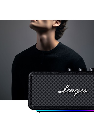 Lenyes S876 Supreme Serisi Rgb Işıklı Taşınabilir Su Geçirmez Tws Bluetooth Hoparlör V5.3 45w Siyah