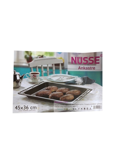 Nüsse 47x35 Cm Ankastre Fırın Tepsisi Dikdörtgen Emaye Tepsi Arçelik Beko Siyah