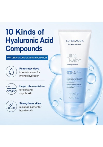 Tr 10 Çeşit Hyalüronik Asit İçeren Makyaj Temizleme Köpüğü200ml Super Aqua Ultra Hyalron Cleansing Foam