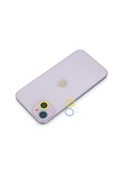 Apple iPhone Uyumlu 13 Mini Renkli Kamera Lens Koruma Cam - Sarı-mavi