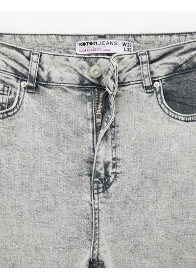 Koton Yüksek Bel Dar Kesim İspanyol Paça Denim Pantolon - Flare Jeans Gri 6wal40050md Gri Koton Yüksek Bel Dar Kesim İspanyol Paça Denim Pantolon - Flare Jeans Gri 6wal40050md Gri