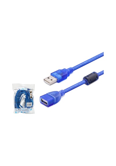 5 M Ölçülü Usb Uzatma Kablosu Şeffaf Mavi