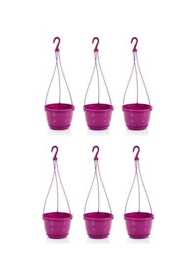 Omnipazar So-sm01 Safir Makrome Askılı Balkon Saksı 1,7 Lt Vişne 6 Adet