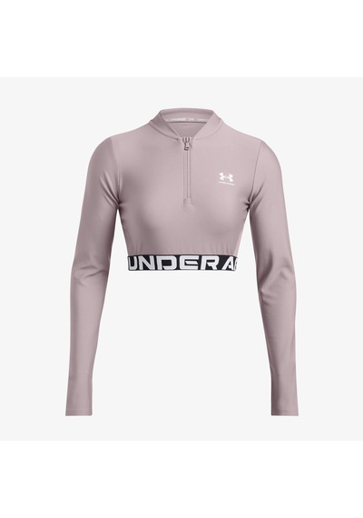 Under Armour Heat Gear Rib 1/4 Zipped Kadın Mor Crop Sweatshirt - 1388692 Mor