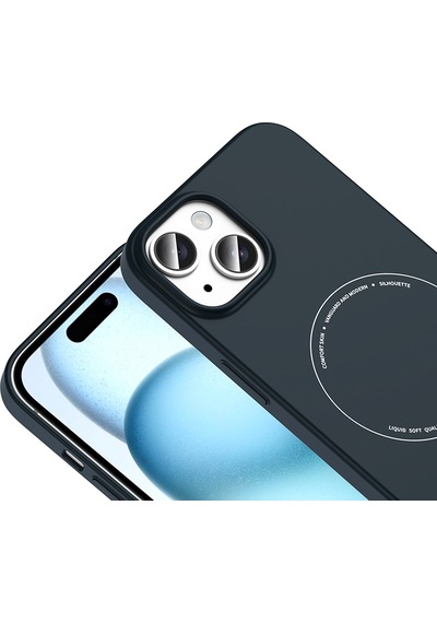 Maks Technology iPhone Uyumlu 15 Kılıf M-safe Şarj Özellikli Kamera Korumalı Mkst Elio Sert Pc Kapak - Lacivert