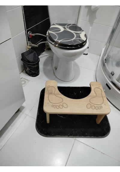 Wc Çömelme Ayak Taburesi, 45x28cm Yükseklik18 Cmbasamak Taburesi Açık Ahşap
